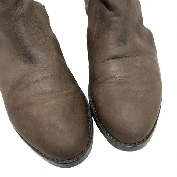 Eileen Fisher Vanda Tumbled Nubuck Leather Dark Gray Cut Out Booties - Picture 5 of 14